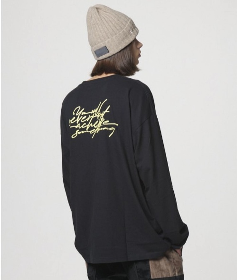 【LIBERE】リベーレ / CURSIVE LONG SLEEVE / 筆記体フォントロゴプリントロンT / BLACK