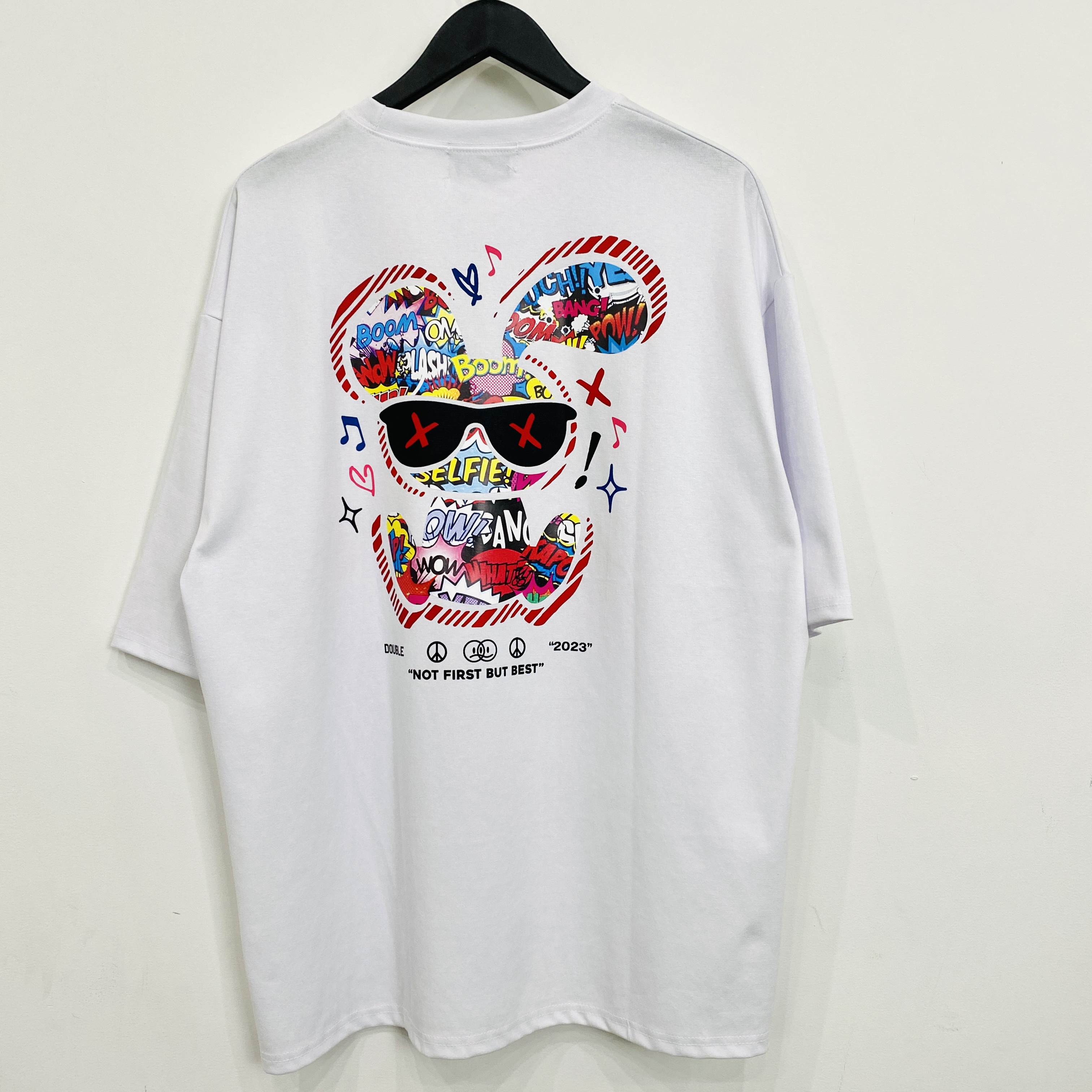 【Double-B】韓国ストリート /  オーバーサイズTシャツ / ポップラビット / ホワイト