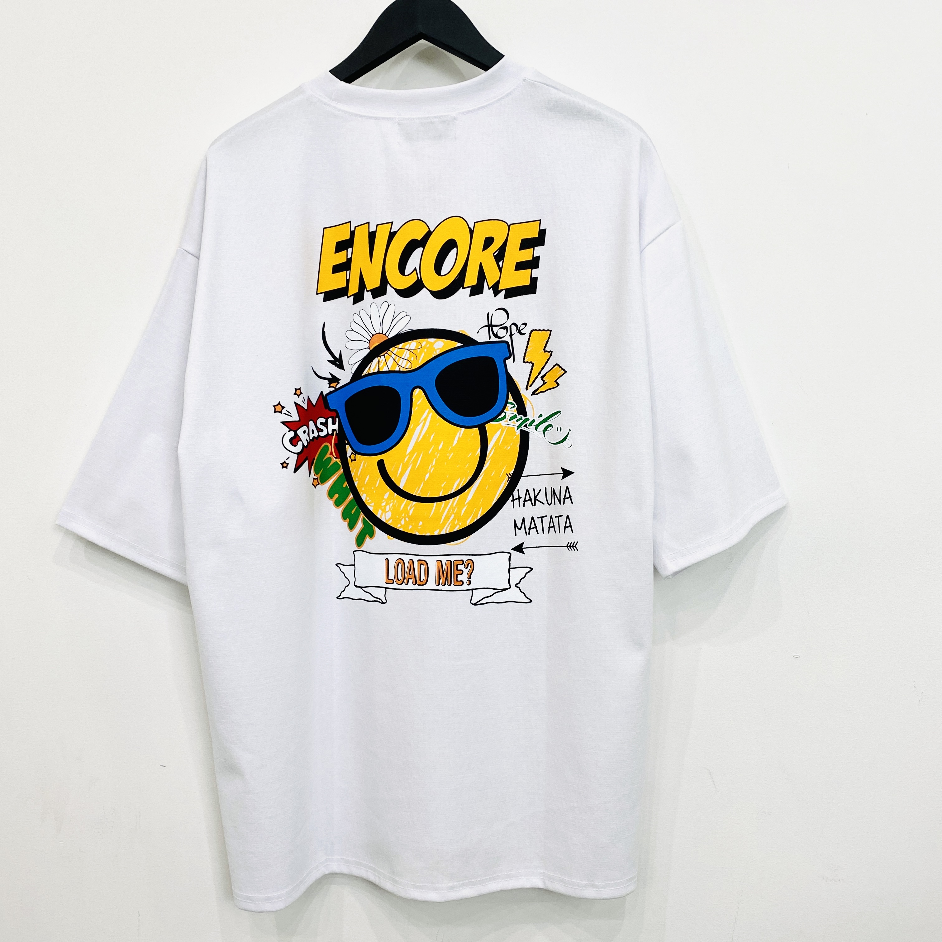【BARON】韓国ストリート /  オーバーサイズTシャツ / ENCOREスマイル / ホワイト