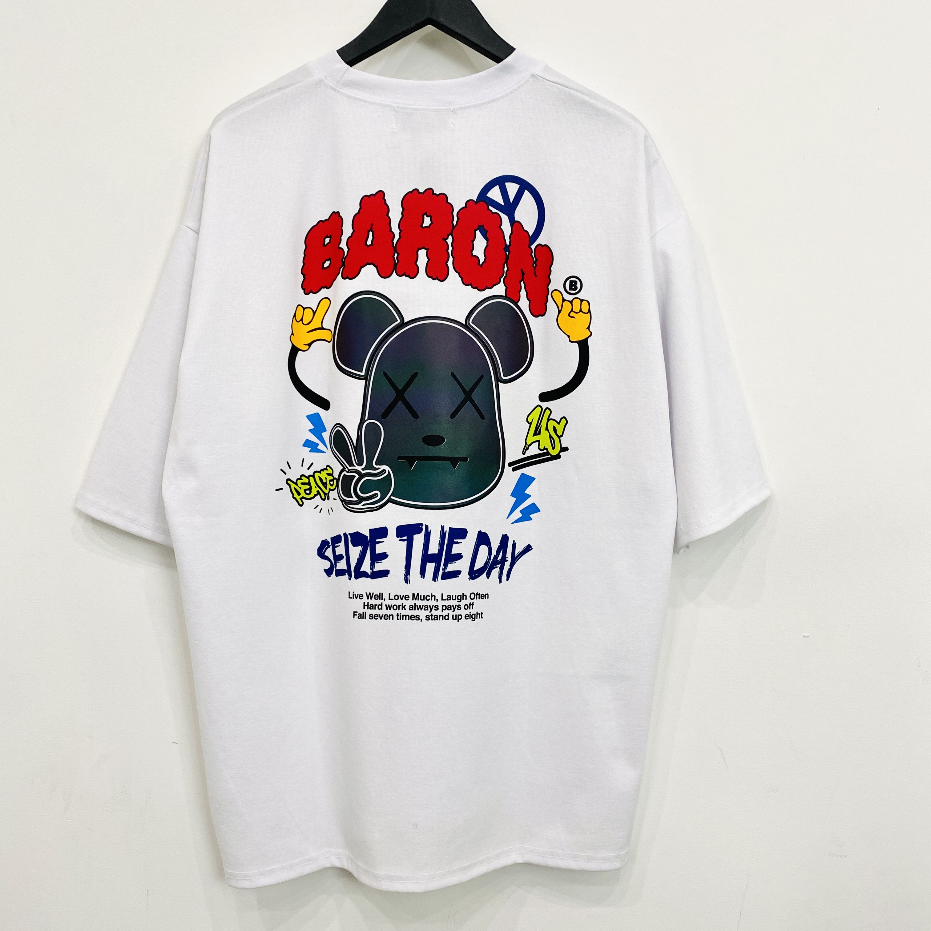【BARON】韓国ストリート /  オーバーサイズTシャツ / ベアピース / ホワイト