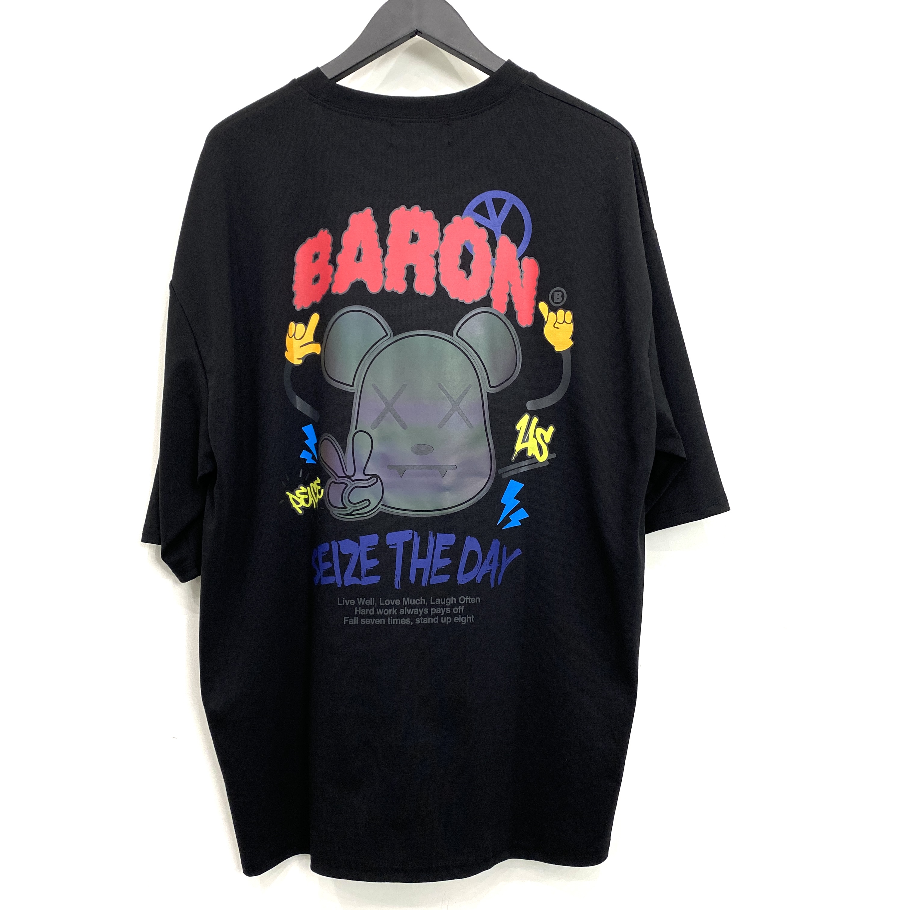 【BARON】韓国ストリート /  オーバーサイズTシャツ / ベアピース / ブラック