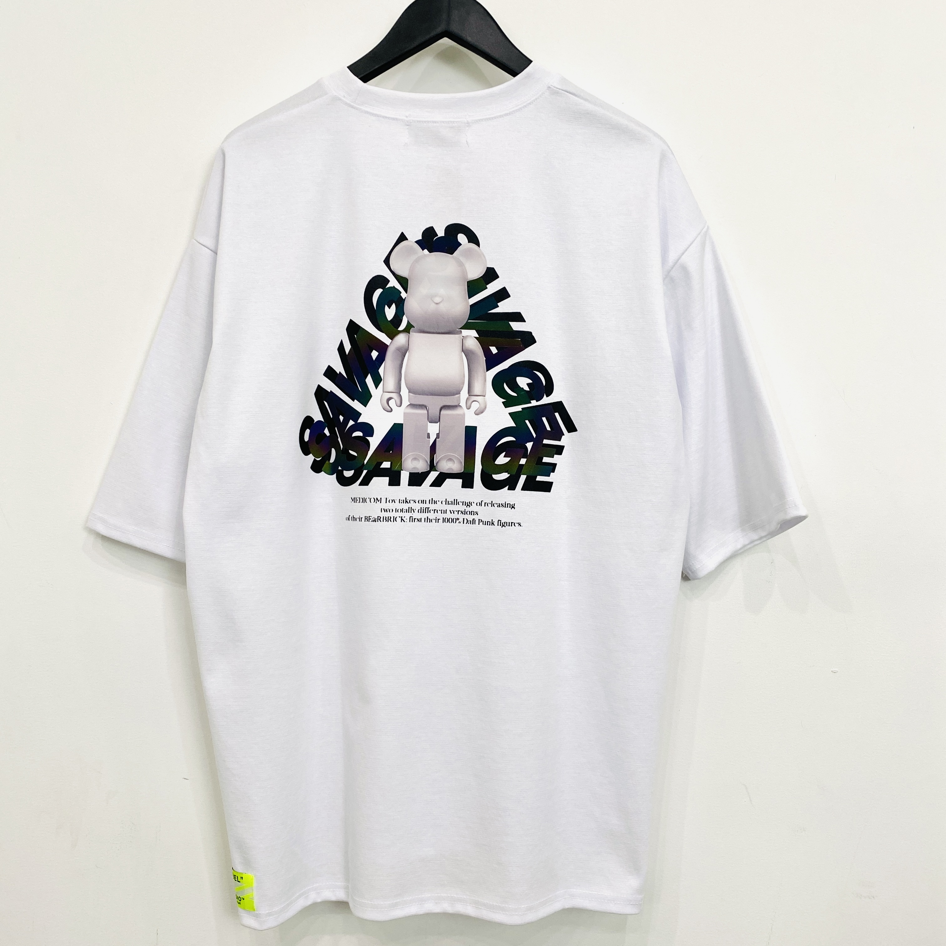 【BARON】韓国ストリート /  オーバーサイズTシャツ / シンプルベアブリック / リフレクター / ホワイト
