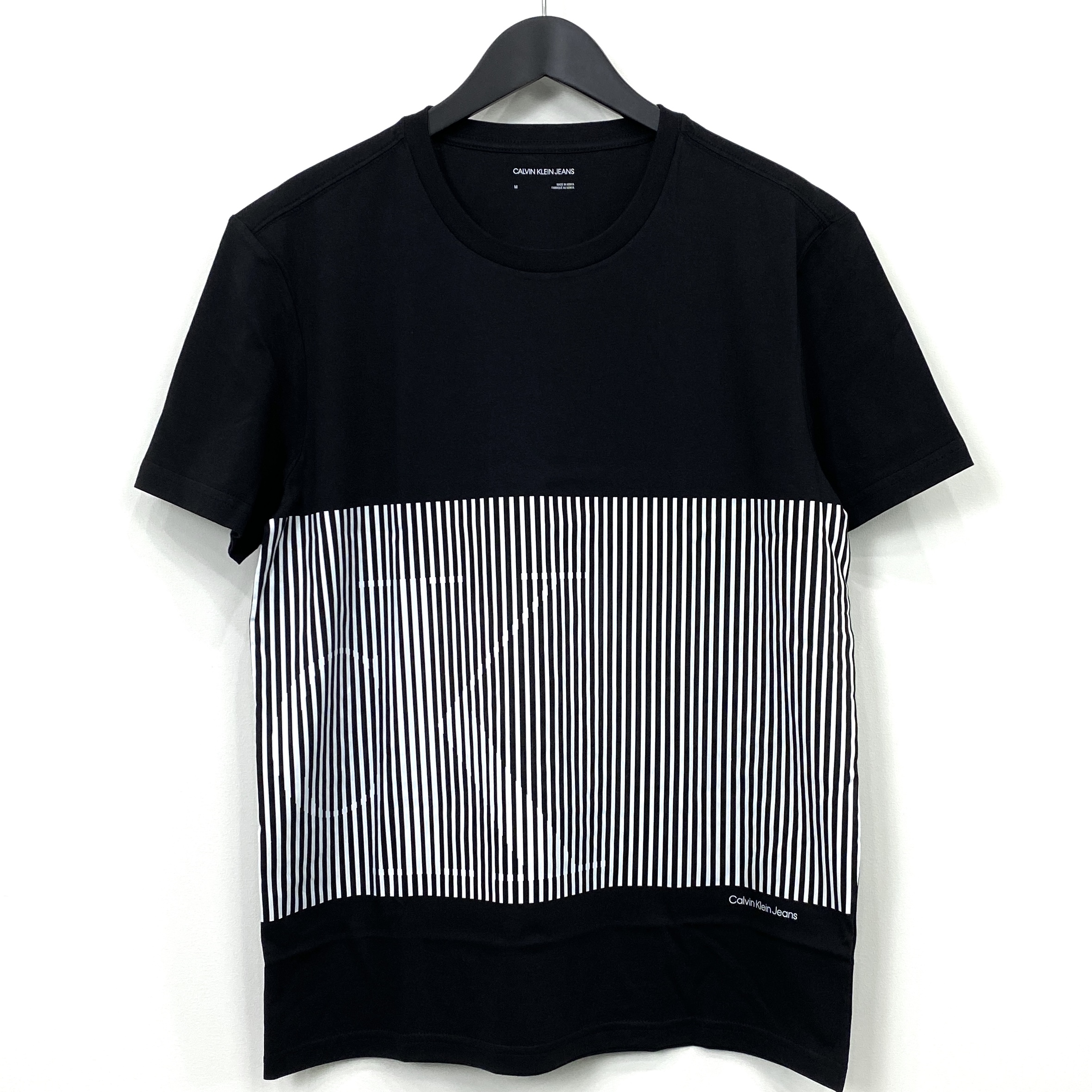 《SALE》30%OFF!【Calvin Klein】カルバンクライン /  ストライプロゴTシャツ / BLACK