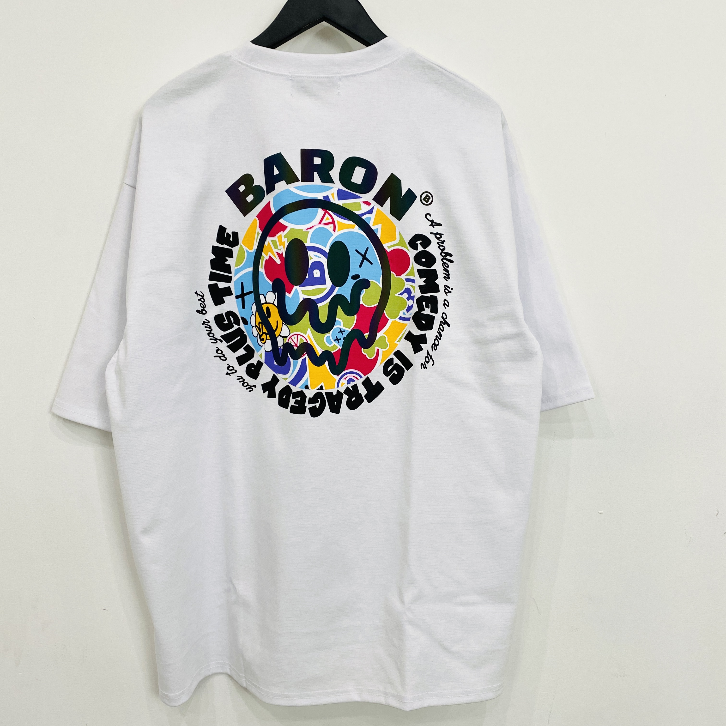 【BARON】韓国ストリート /  オーバーサイズTシャツ / ゴーストプリント / ホワイト