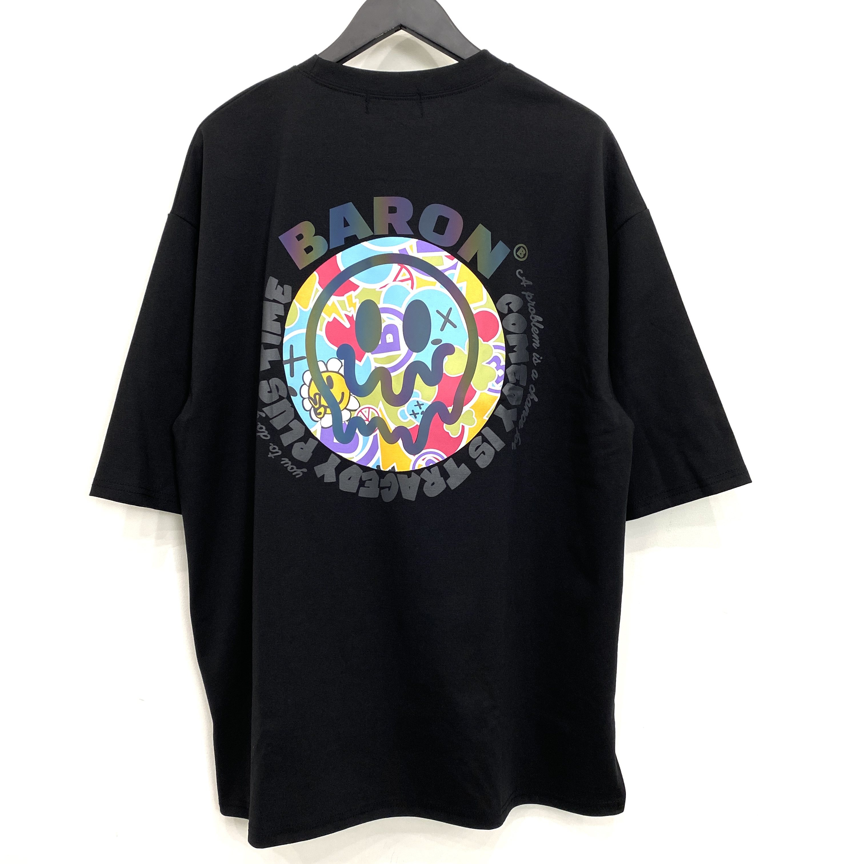【BARON】韓国ストリート /  オーバーサイズTシャツ / ゴーストプリント / ブラック