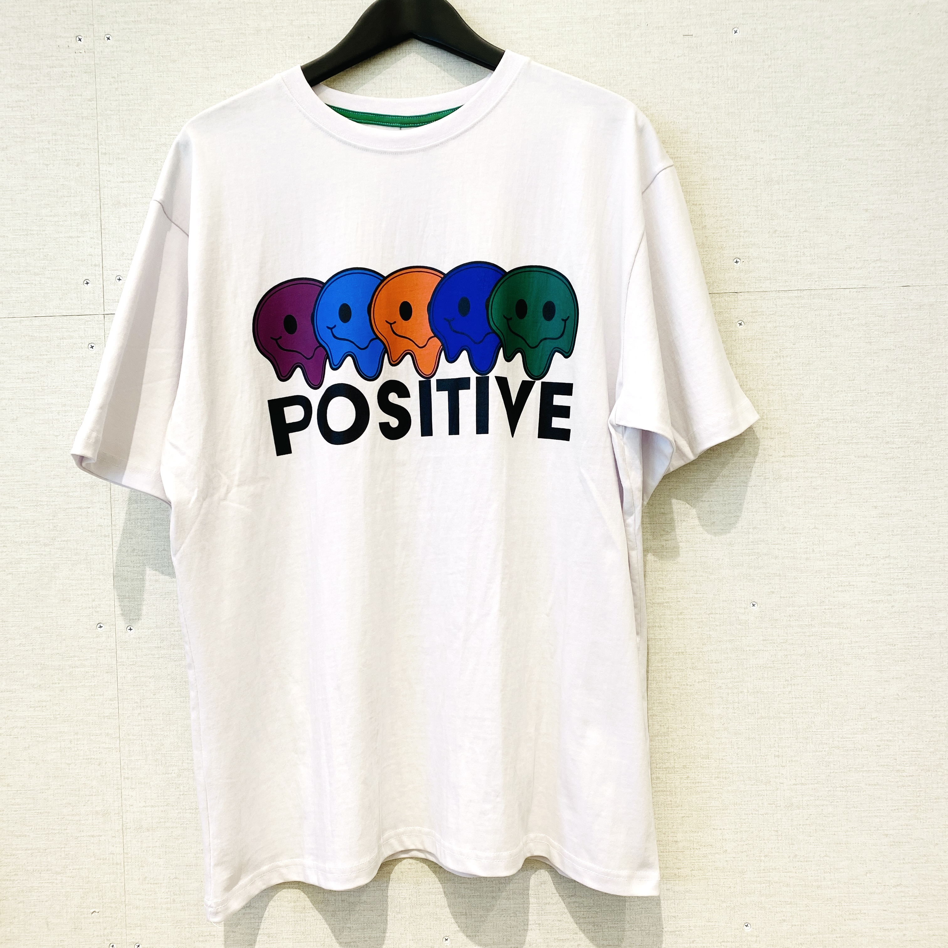 【POSITIVE】韓国ストリート /  5スマイルロゴTシャツ / ホワイト